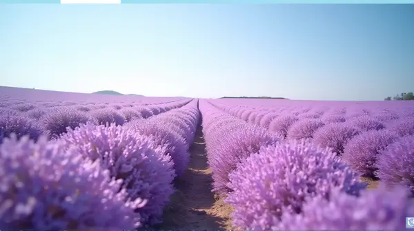 Violet Flower Field Under Clear Blue Sky