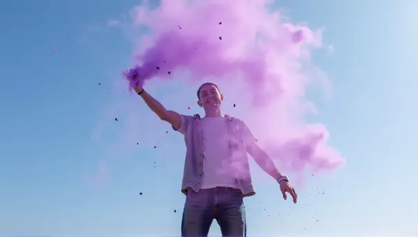 Violet Powder Burst Against Clear Sky