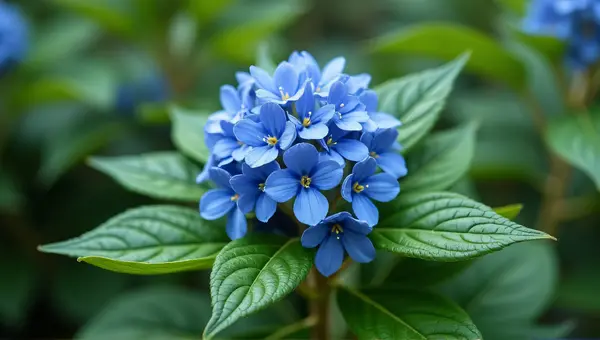 Vivid Azure Blossoms On Lush Foliage Cluster