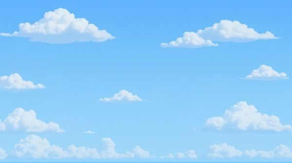 Layered voluminous clouds spread across a bright blue sky seen from below.