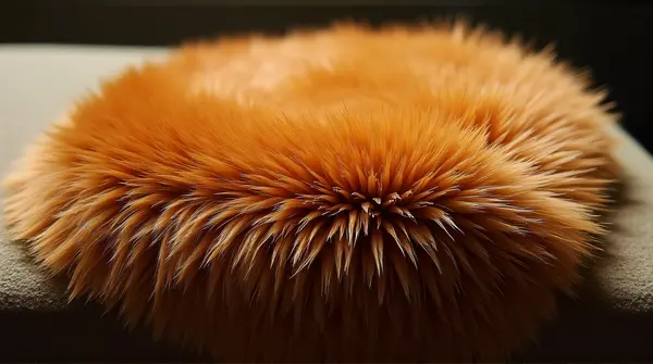 Dense warm-toned fur covering a curved surface showing layered strands