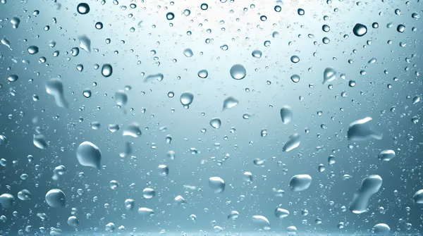 Water Droplets On Glass Panel With Light Reflection