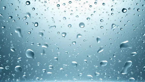 Water Droplets On Glass Panel With Light Reflection