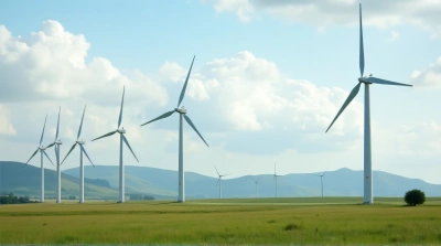 White Aerodynamic Generators Spinning On Meadow