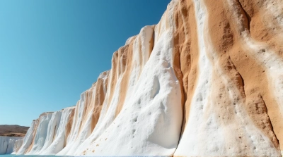 White Brown Cliff Face Mineral Streaks Sky