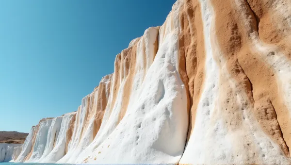 White Brown Cliff Face Mineral Streaks Sky
