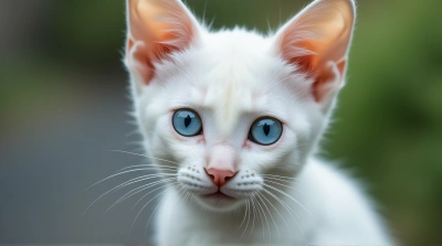 White Cat With Blue Eyes In Natural Setting