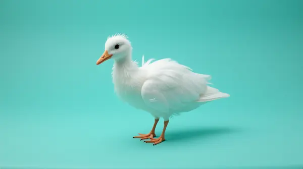 White Feathered Crane Standing On Blue Green Ground