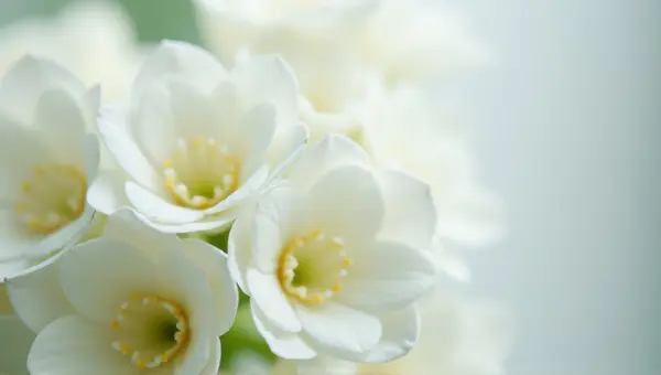 White Floral Blooms With Soft Blurred Background