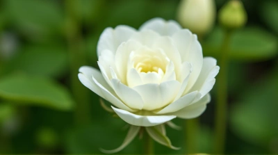 White Flower Bloom With Green Background