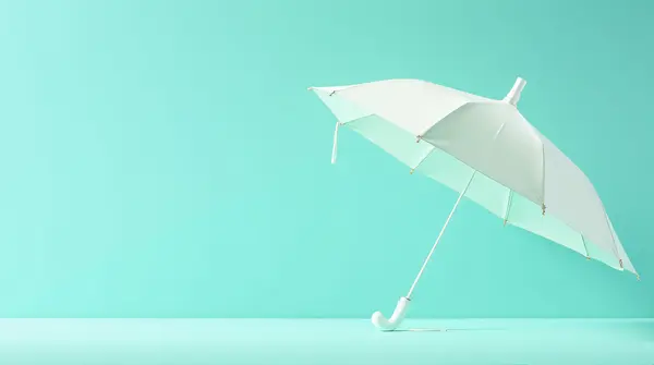 White Pale Emerald Parasol Against Clear Blue Sky