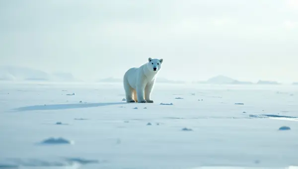 White Polar Bear On Ice Sheet With Soft Lighting