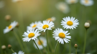 White Wildflowers With Yellow Centers In Focus