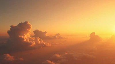 Wide-Angle Sky View Amber Clouds Horizon