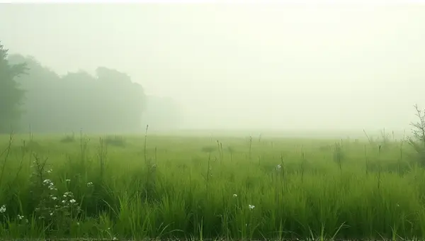 Wildflower Meadow Under Low Hanging Haze