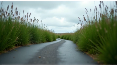 Winding Asphalt Path Through Lush Greenery