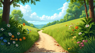 Winding Dirt Trail Surrounded by Lush Vegetation