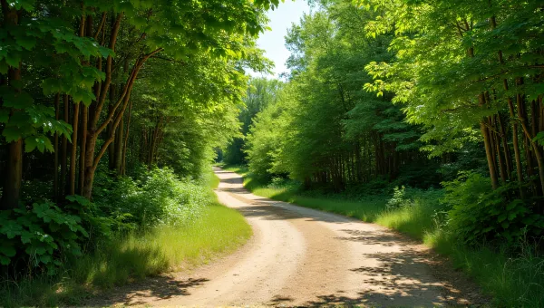 Winding Trail With Lush Broadleaf Foliage