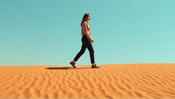 Woman Walking On Textured Earth Under Clear Sky