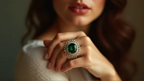 Woman Wearing Intricate Emerald Jewelry Close-Up