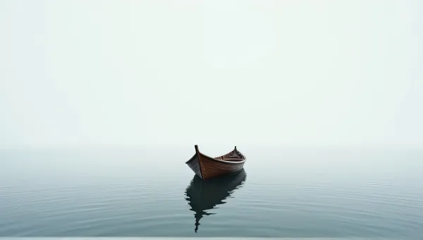 Wooden Boat On Expansive Lake With Clear Sky