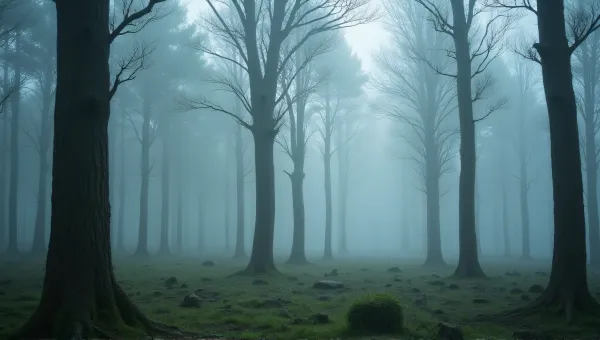 Woodland Trees Surrounded By Swirling Vapor