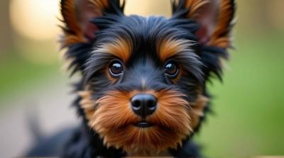 Yorkshire Terrier Close-Up With Bright Eyes