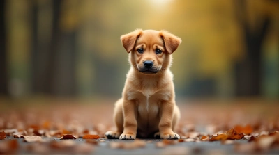 Young Dog Sitting Calmly Outdoors Texture