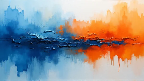 Abstract Blue Orange Painting Canvas Art