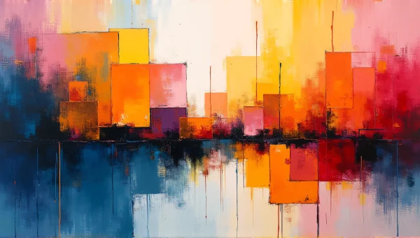 Abstract Multicolored Painting Geometric Organic Shapes