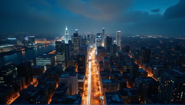 Aerial City Nighttime Time-Lapse With Light Trails