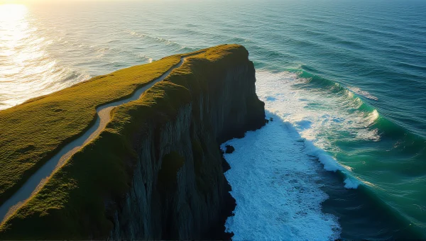 Aerial Coastal Cliff Overlooking Turbulent Sea