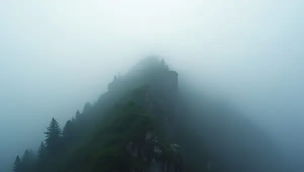 Aerial Mountain Ridge Fog Landscape View