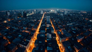 Aerial Night Cityscape With Glowing Streets