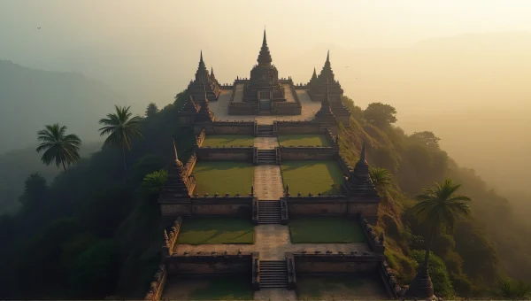 Aerial View Black Basalt Brown Sandstone Temples