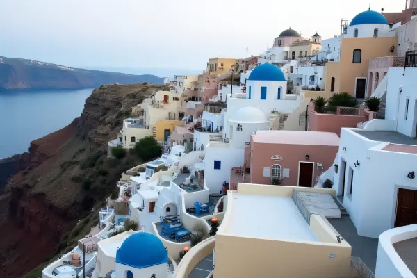 Aerial View Coastal Cliff Buildings Shadows