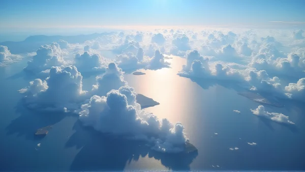 Aerial View of Cumulus Clouds Over Ocean