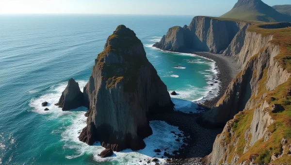 Aerial View Of Jagged Rock Formation Coastal Tidepools
