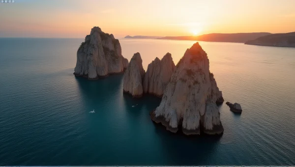 Aerial View of Jagged Rock Formations at Golden Hour