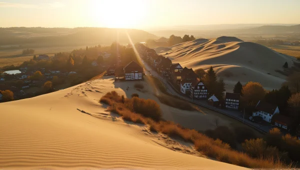 Aerial View Of Krumbach Town On Sandy Dunes