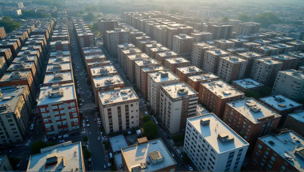 Aerial View of Mixed-Use Buildings and Streets