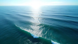 Aerial View Of Open Sea With Rippling Waves
