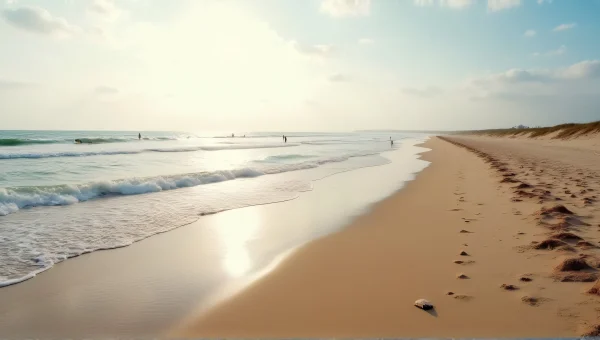 Aerial View Sandy Beach Shoreline Waves Reflection