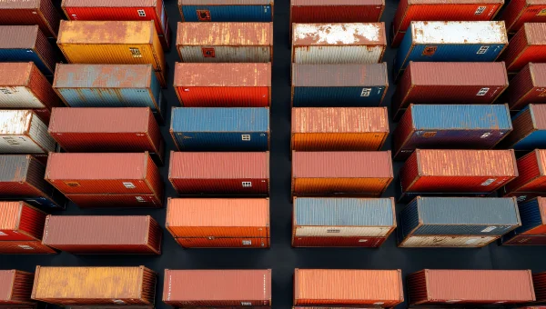Aerial View Of Stacked Freight Containers