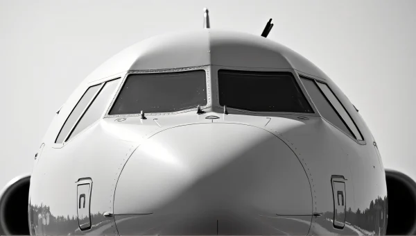 Airplane Nose Close-Up Cockpit View Grayscale