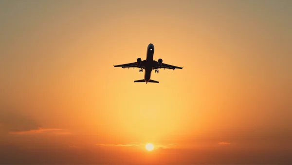 Airplane Silhouette Golden Hour Sky