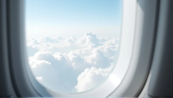 Airplane Window View Framing Soft Clouds Below