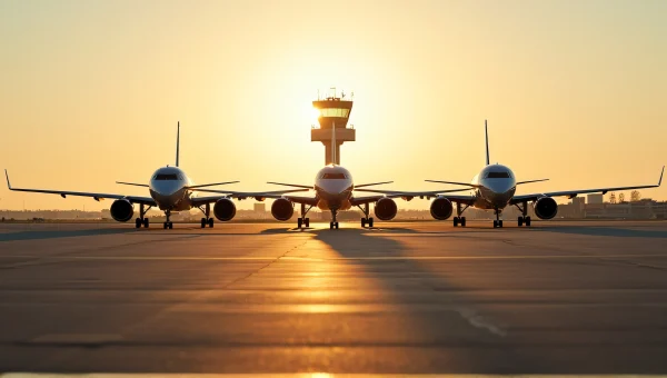 Airplanes Parked on Tarmac at Golden Hour