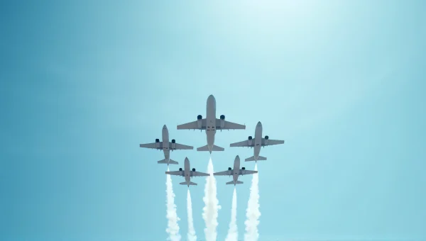 Airplanes in V-Formation Against Clear Sky