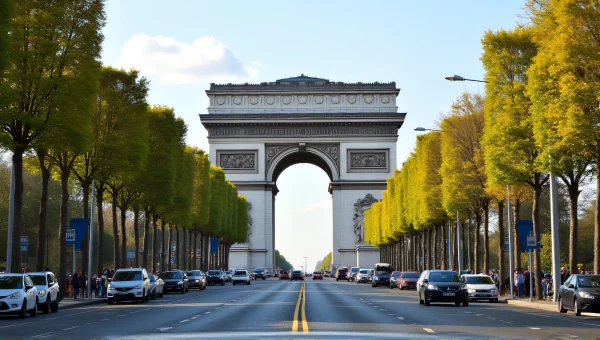 Arc De Triomphe Paris Wide Avenue Perspective